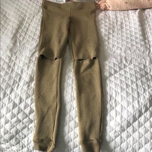 Ladies thick leggings tights with knee slits